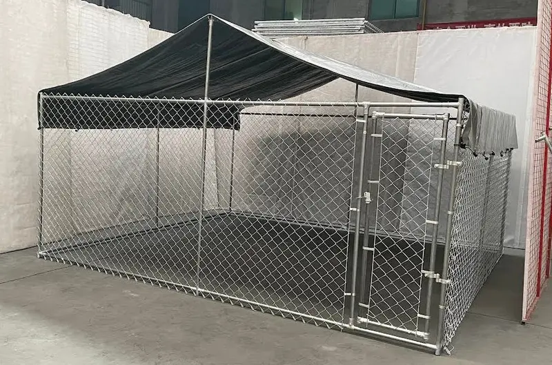 13' X 13' Heavy-Duty Chain Link Dog Kennel With Waterproof Roof Cover | Model 1010201 1