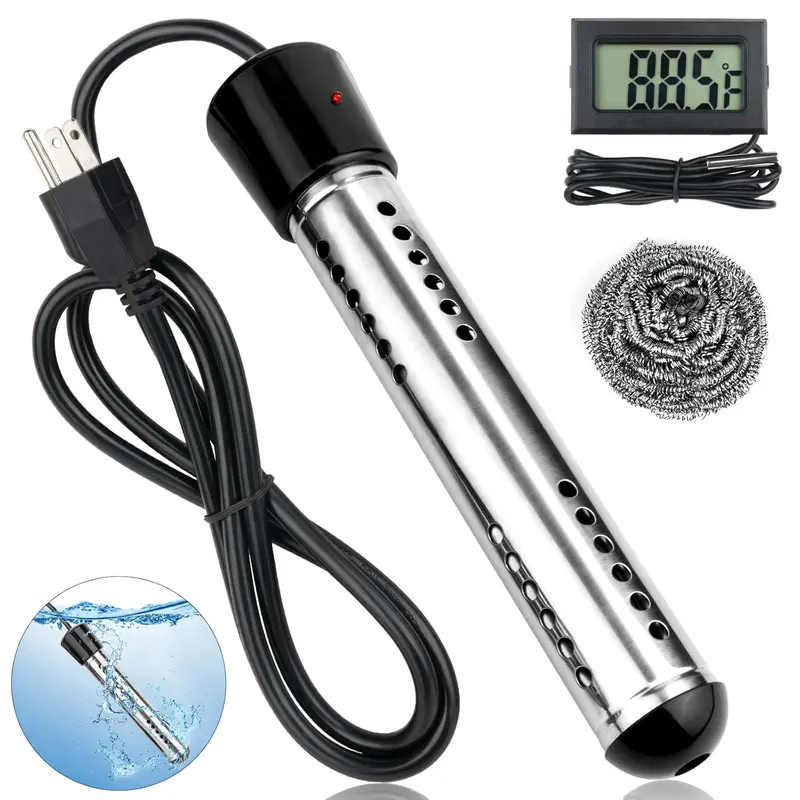 2000W Lcd Immersion Water Heater – Stainless Steel Guarded Electric Heater With Digital Thermometer (Wh26102) 1