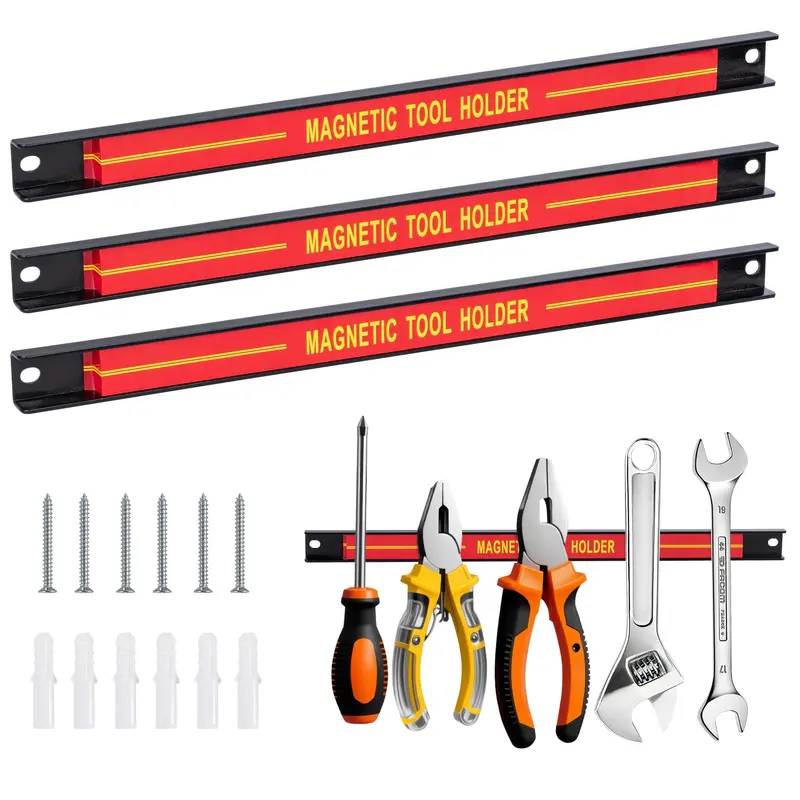 25Cm Magnetic Tool Holder Bar – Wall-Mounted Steel Organizer Strip For Garage Ammth30 1