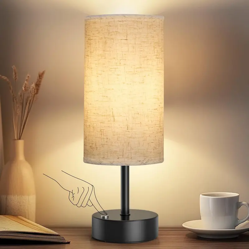 3-Color Adjustable Bedside Table Lamp – Built-In Usb-A & Usb-C Ports, Integrated Led Bulb (Sku: 250335) 1