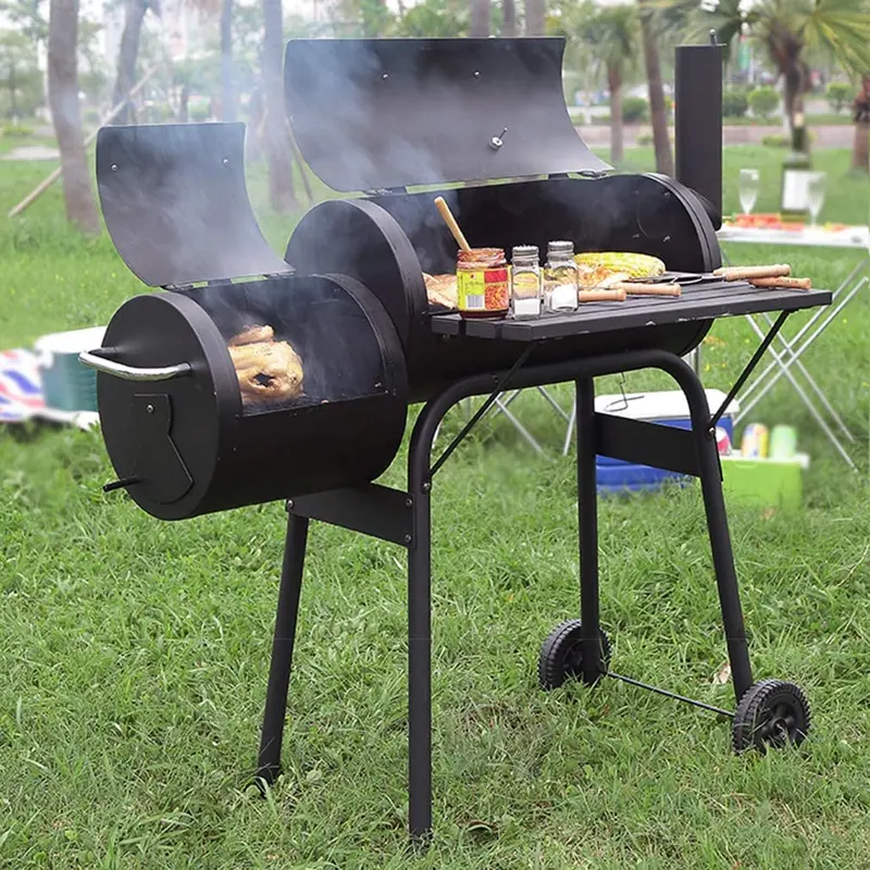 30" Offset Charcoal Smoker Grill – Barrel-Style Outdoor Bbq Cart With Chimney (Tybq603) 1