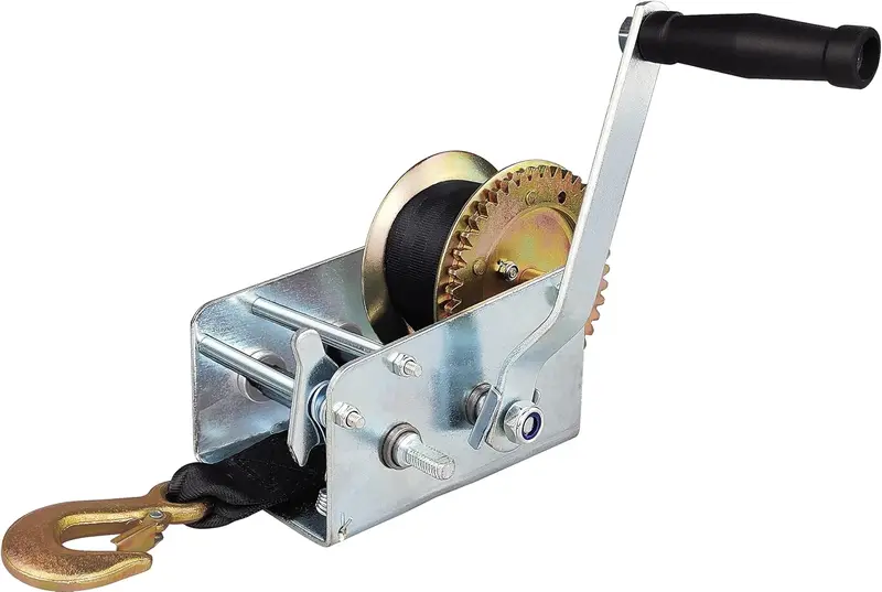3200-Lb Capacity Hand Winch – Dual-Gear Zinc-Plated Winch With 33 Ft Strapping For Trailers And Off-Road Vehicles 1