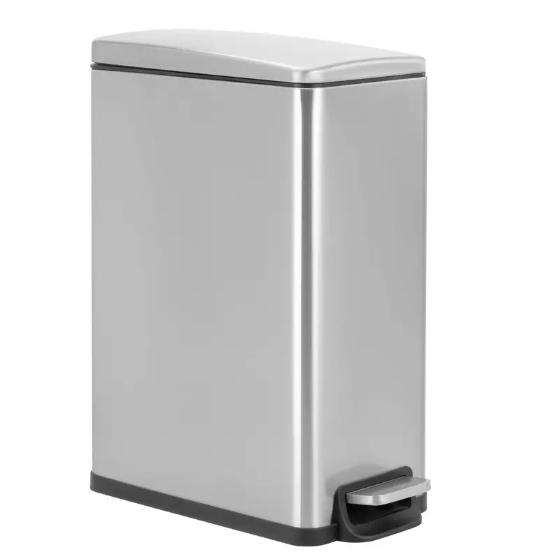 45L Slim Stainless Steel Pedal Bin With Soft-Close Lid & Removable Inner Bucket (Amtc45Sb) 1