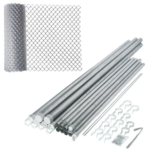 50-Foot X 5-Foot Chain Link Fence Kit – Complete Galvanized Steel System With Posts, Rails, Hardware & 12.5-Gauge Mesh (Cl505Ft12G) 1