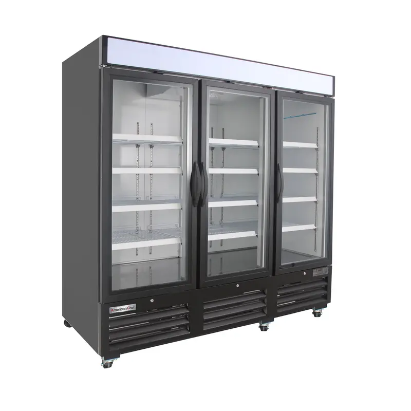 American Chef 81-Inch Glass-Door Freezer With White Shelves – F3G-81-Ws 1
