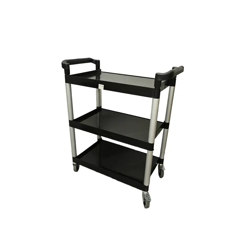 American Chef Bc-S: Compact 3-Tier Black Utility Cart With Locking Brakes 1