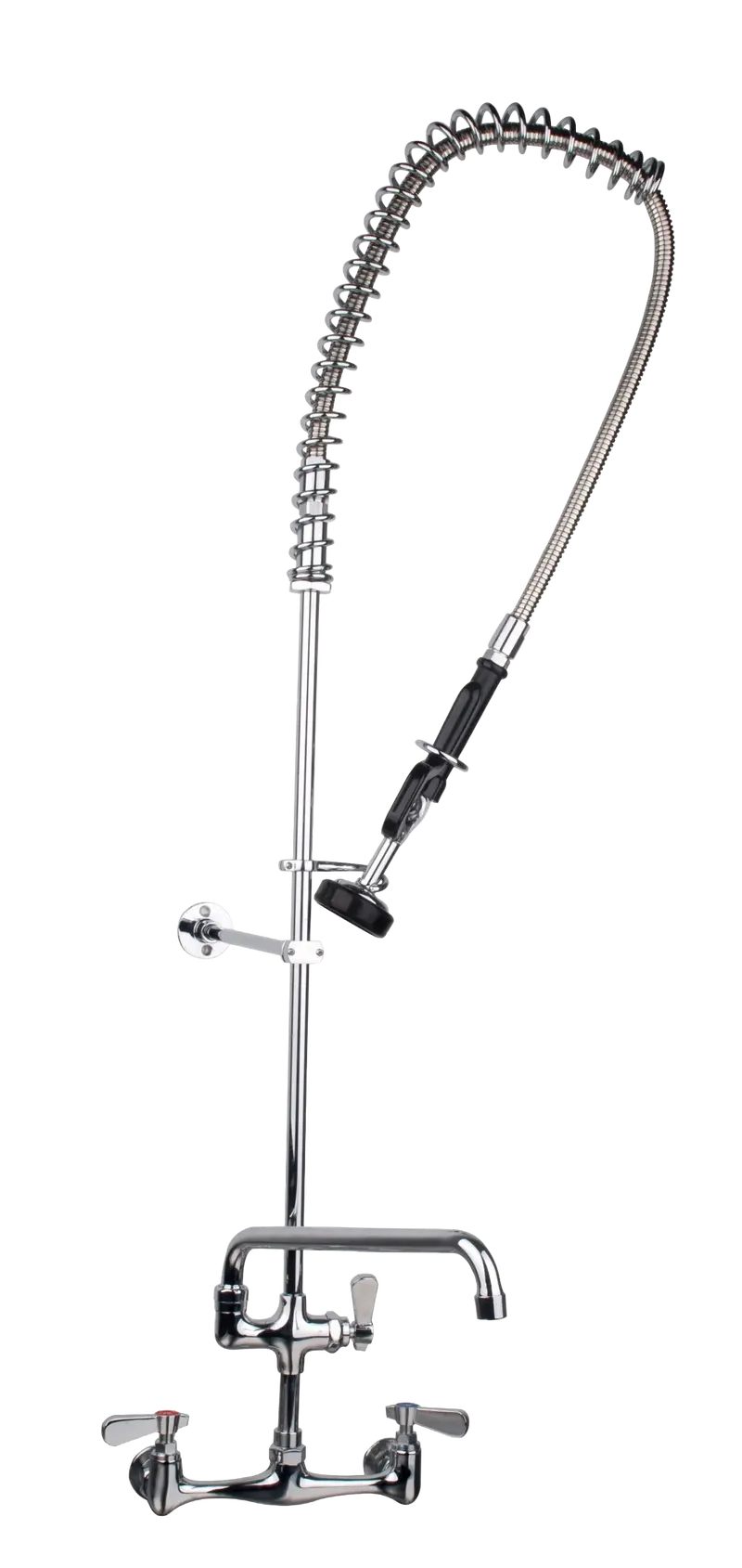 American Chef Prs-W8-Af12 Wall-Mounted Pre-Rinse Spray Valve With 12" Auxiliary Faucet – 8" Centers, Lead-Free 1