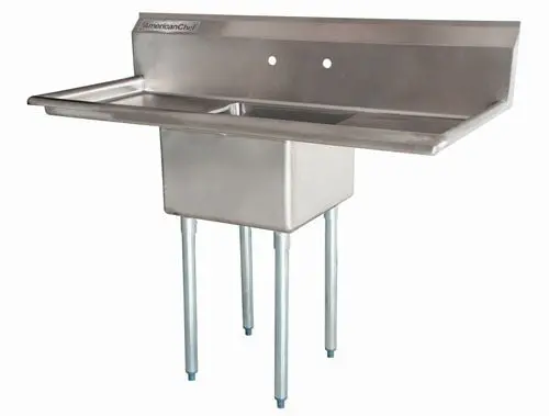 American Chef Ss2424-Rl 24" X 24" X 14" One-Compartment Stainless Steel Sink With Left & Right Drainboards 1