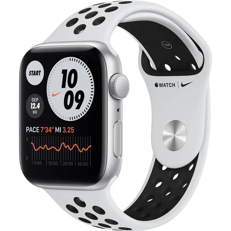 Apple Watch Nike Se (44Mm, Gps) – Silver Aluminum, Pure Platinum/Black Nike Sport Band 1