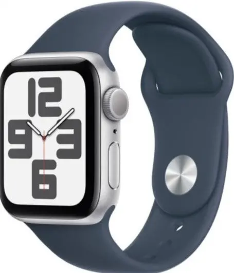 Apple Watch Se (2Nd Gen, 2023) – 40Mm Gps, Silver Aluminum With Storm Blue Sport Band – Model Mxec3Ll/A 1