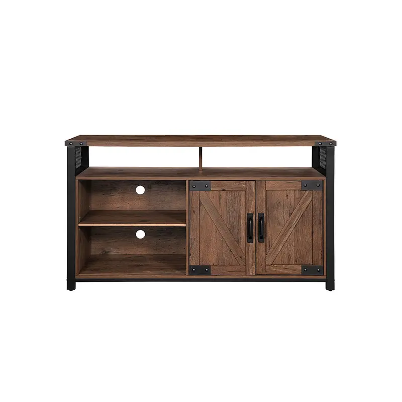 Barn-Door Tv Stand – Rustic-Chic Media Console With Sliding Wood Doors 1