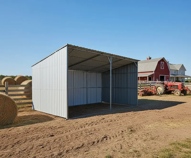 Bolt-Together Animal Shelter Series – Galvanized Steel Livestock Buildings (12×20 Ft, 12×30 Ft, 24×8 Ft) | Animal Metal Shed 1