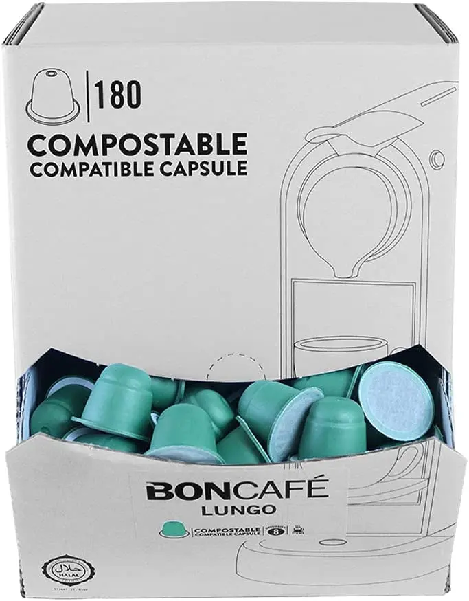 Boncafe Compostable Lungo Coffee Capsules – 180-Pack 1