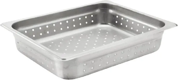 Browne 2.5-Inch Perforated Stainless Steel Anti-Jam Half-Size Steam Pan - Model 5781212 1