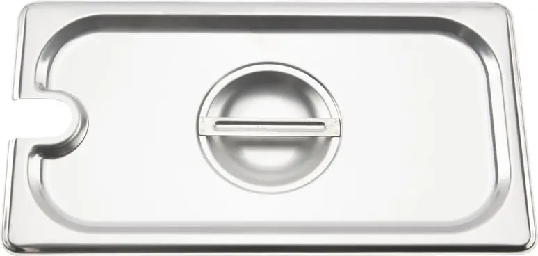 Browne 7-Inch Notched Stainless Steel Lid For 1/6-Size Steam Table Pan - Model 575569 1