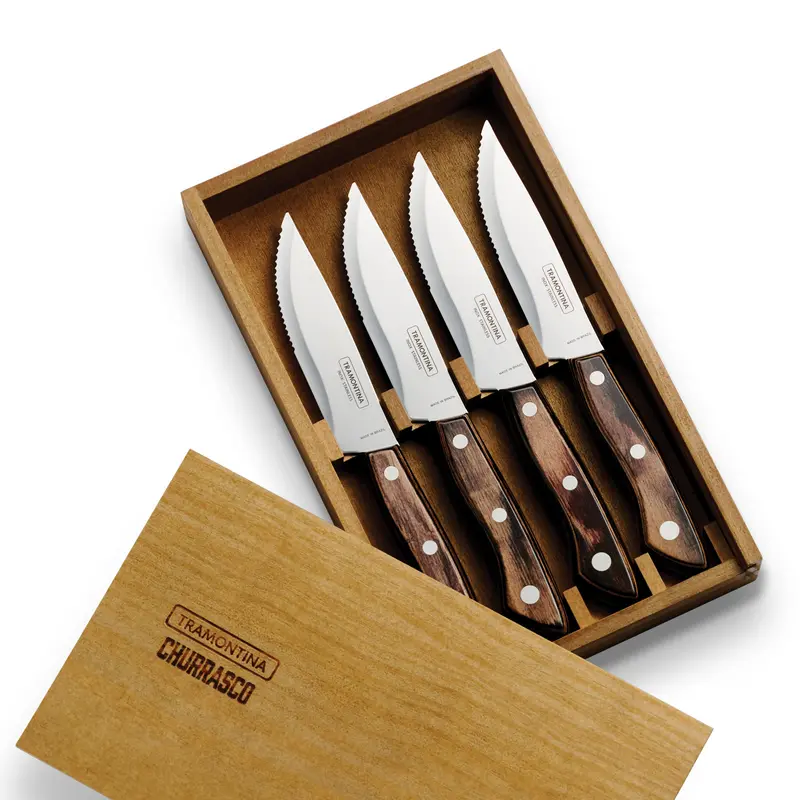 Churrasco Bbq 4-Piece Porterhouse Steak Knife Set – Wood Gift Box 1