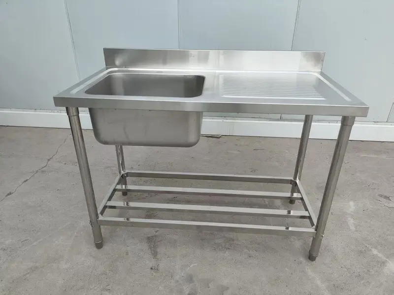 Commercial Stainless Steel Kitchen Sink – Prep Sink With Integrated Drainboard For Food Service Areas (Model 1218242) 1