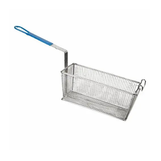 Deep Rectangular Nickel-Plated Fry Basket – Heat-Resistant Plastic Handle 1