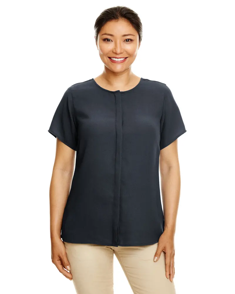 Devon & Jones Dp612W Women'S Short-Sleeve Crepe Perfect Fit Blouse 1