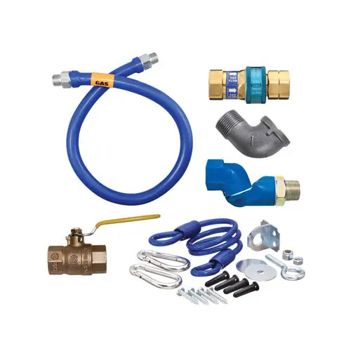 Dormont 1675Kits48 48-Inch Stainless Steel Gas Connector Kit With Elbow, Restraint Cable, Snapfast® & Fast Swivel Max® 1