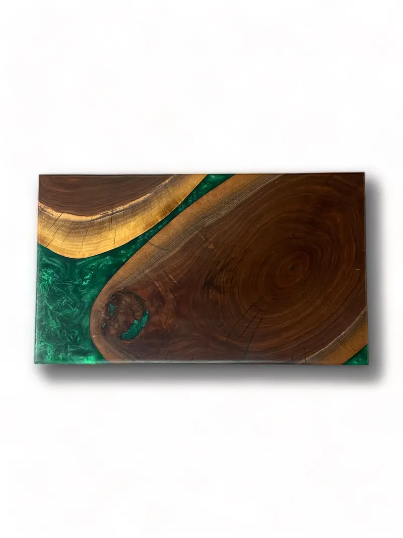 Emerald Epoxy Walnut Charcuterie Board 1