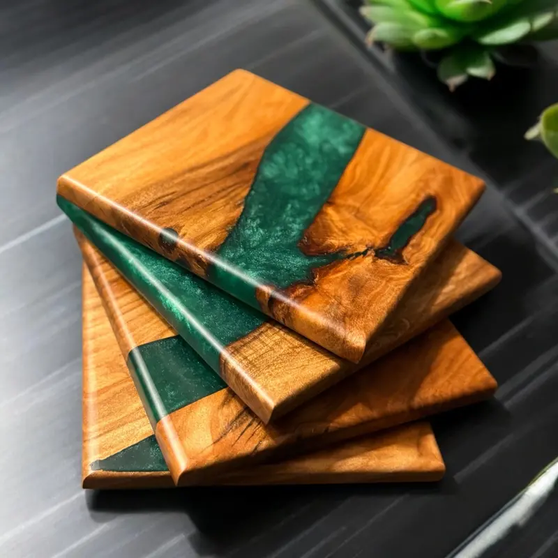 Epoxy Resin Wood Coaster Set 3