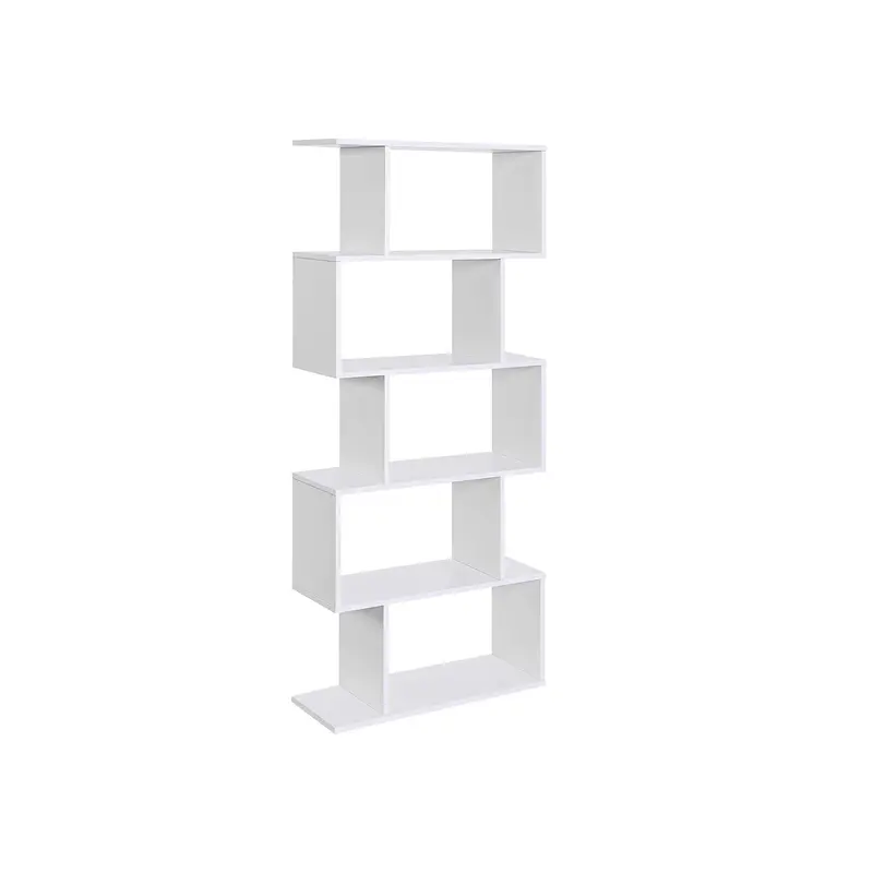 Five-Tier White Wooden Bookcase For Living Room Or Office 1