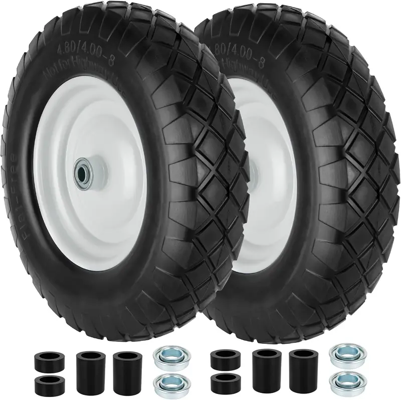 Flat-Free 4.80/4.00-8 Solid Tire-And-Wheel Kit – Two-Pack For Utility Carts And Lawn Equipment 1