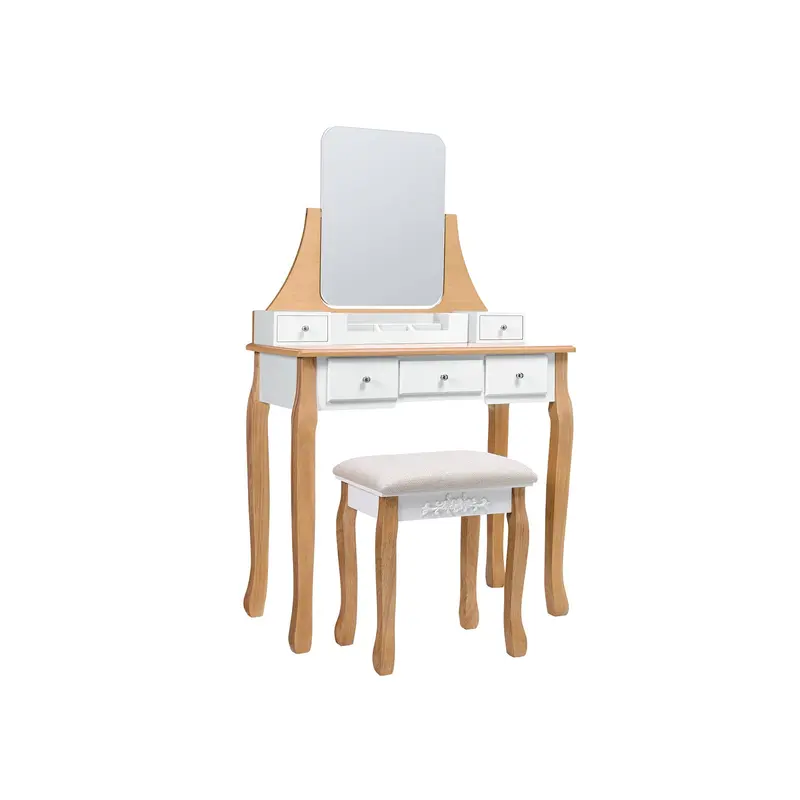 Frameless Mirror Dressing Table With Soft-Close Drawers 1