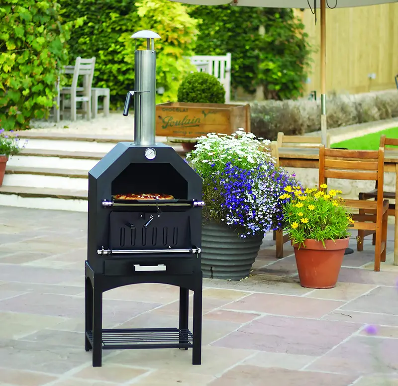 Freestanding Outdoor Wood-Fired Pizza Oven – Stainless Steel Backyard Baking Oven With Fast Heat-Up 1