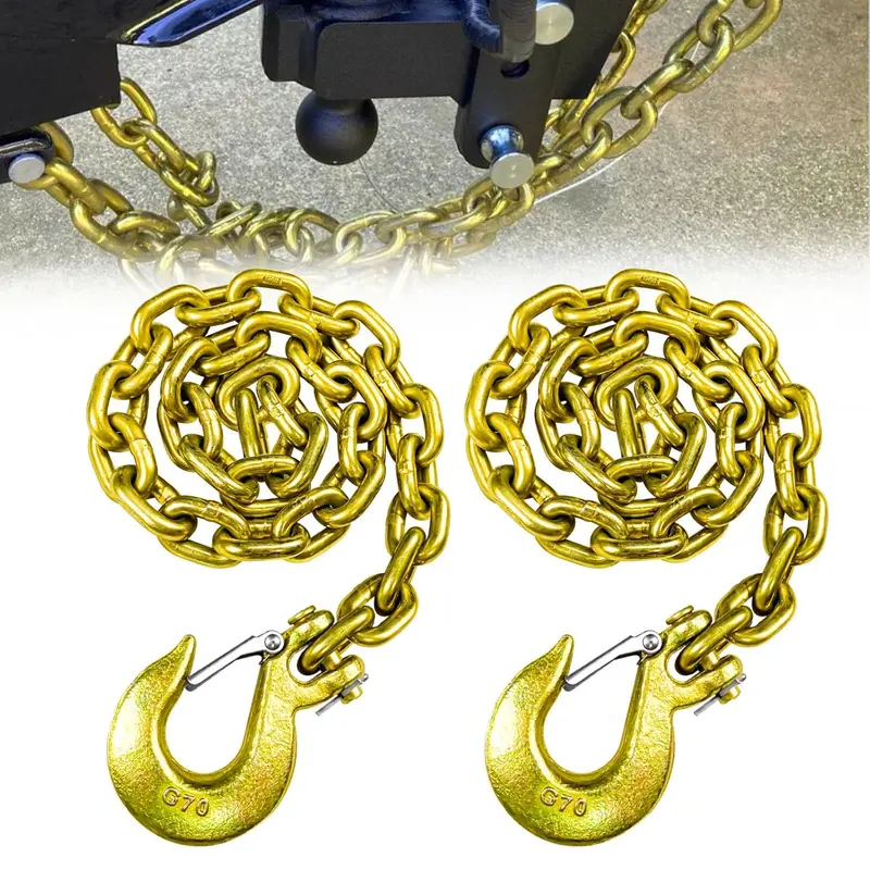 Grade 80 Towing Chain Set – 3/8" × 39" Heavy-Duty Pair With Forged Hooks (Model #111414) 1