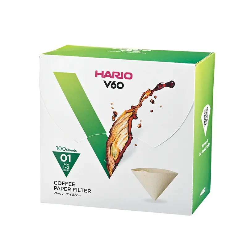 Hario V60 Size 01 Brown Paper Coffee Filters – 100-Pack Boxed 1
