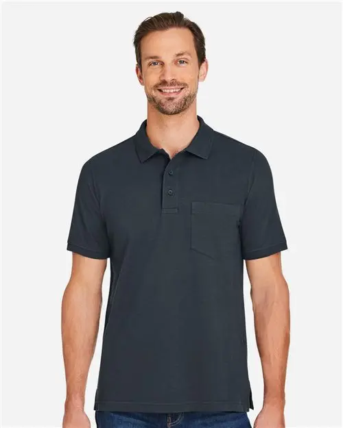 Harriton M205P Valiant Cotton Men'S Snag-Resistant Pocket Polo 1