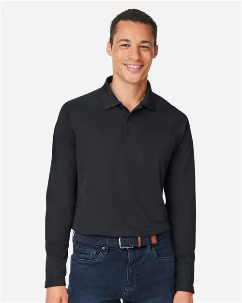 Harriton M208L Men’S Long-Sleeve Soil-Resistant Snag-Proof Polo 1