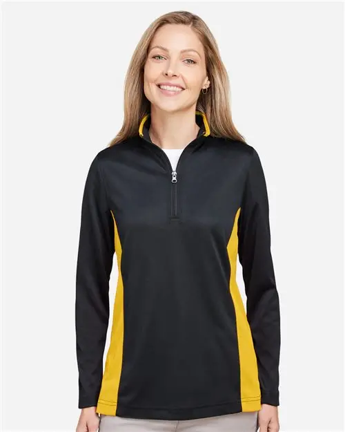 Harriton M786W Women'S Flash Colorblock Quarter-Zip Pullover With Snag Protection 1