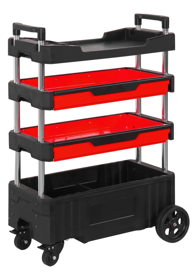 Heavy-Duty 3-Tier Rolling Mechanic Tool Cart – Steel Frame With Plastic Drawers & Locking Casters 1