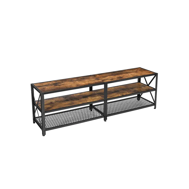 Industrial Farmhouse Tv Console With Open And Closed Storage 1