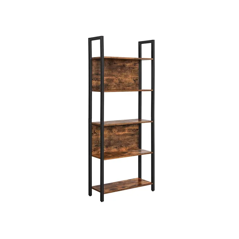 Industrial-Style 5-Tier Metal Bookshelf For Living Room Or Office 1