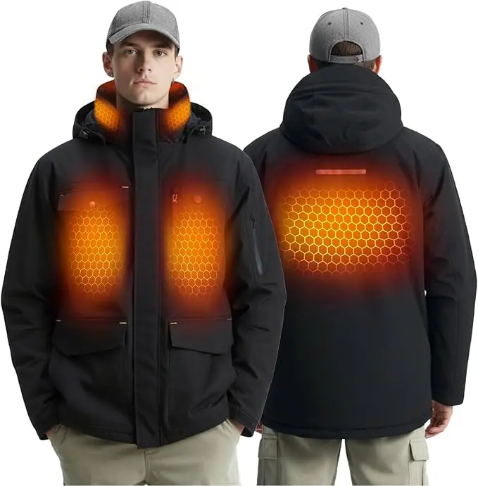 Inokraft Men’S Rechargeable Heated Jacket – Weatherproof Winter Jacket With Removable Battery Pack 1