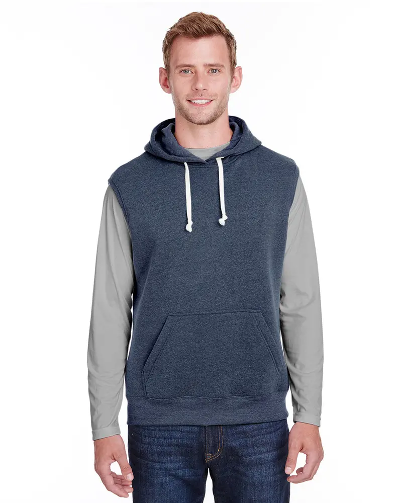 J America Triblend Sleeveless Hooded Sweatshirt – Adult Fleece Layering Top 1