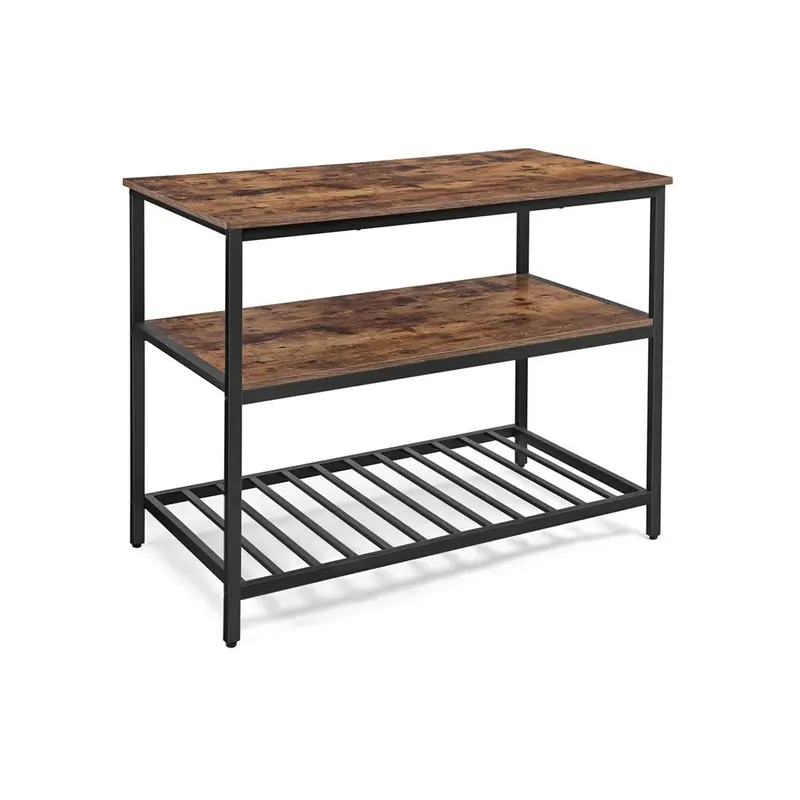 Kitchen Island With Three-Tier Shelving And Counter Space 1