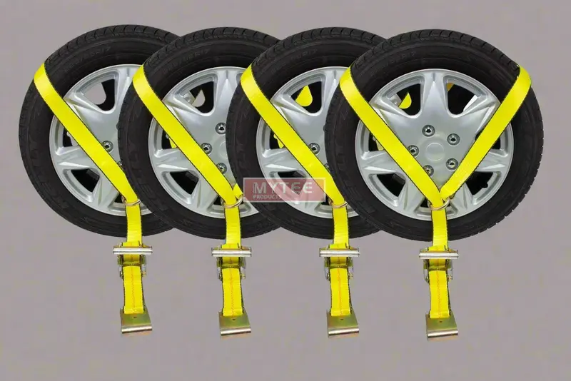 Lasso-Style 4-Pack Ratchet Straps – 2-Inch X 10-Foot, 3335-Lb Working Load Limit With Flat Hook & O-Ring 1
