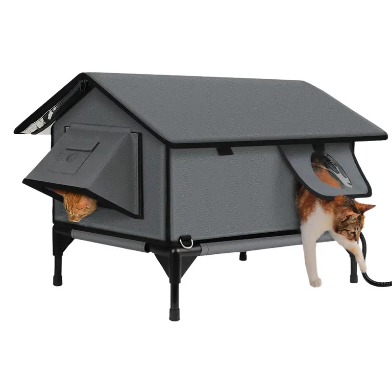 Luxury Heated Outdoor Cat Shelter – Foldable 900D Oxford Fabric Hideout With Thermostatic Heating Pad 1