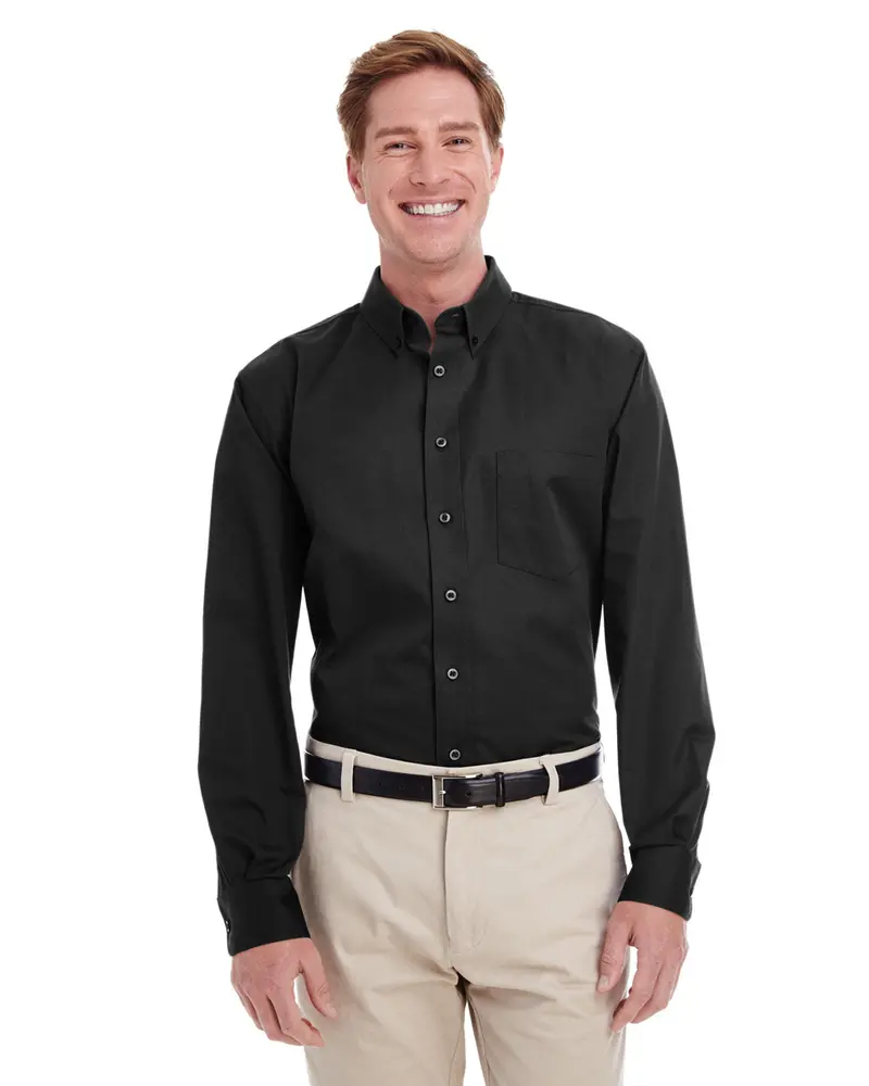 Men'S 100% Cotton Long-Sleeve Twill Shirt With Teflon Finish – Harriton M581 1