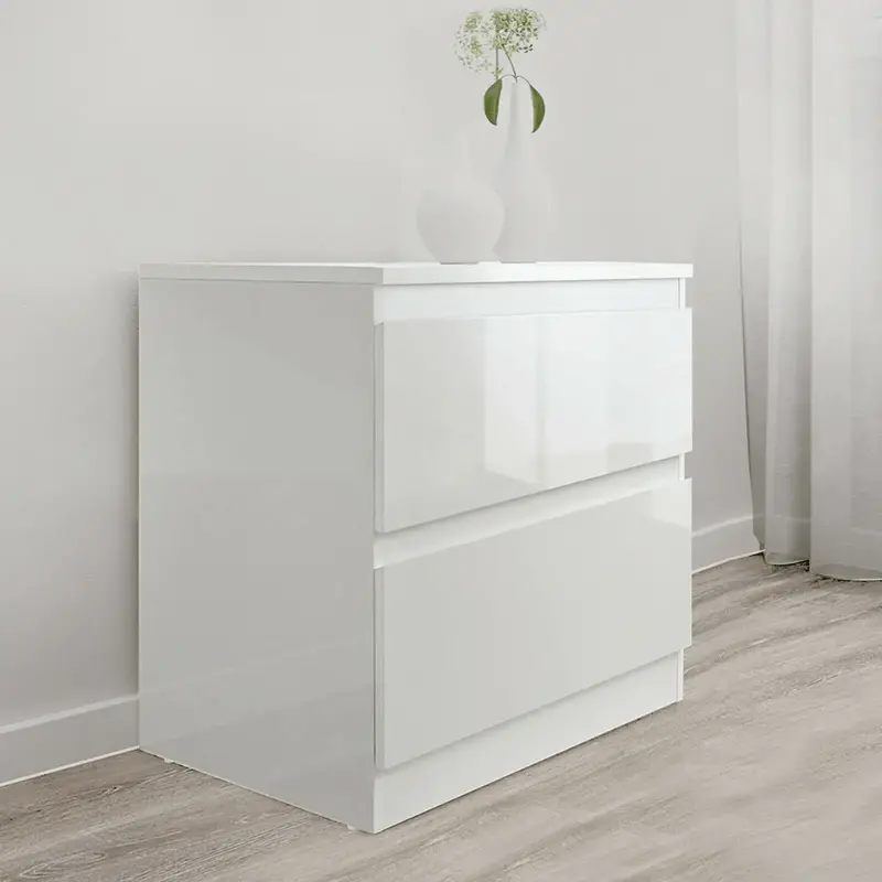 Modern High-Gloss Bedroom Dresser – Multi-Drawer Storage Cabinet In White Or Black Finishes 1