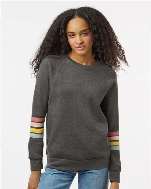 Mv Sport Striped Sleeves Crewneck Sweatshirt – Women'S Casual Knit Top (W23152) 1