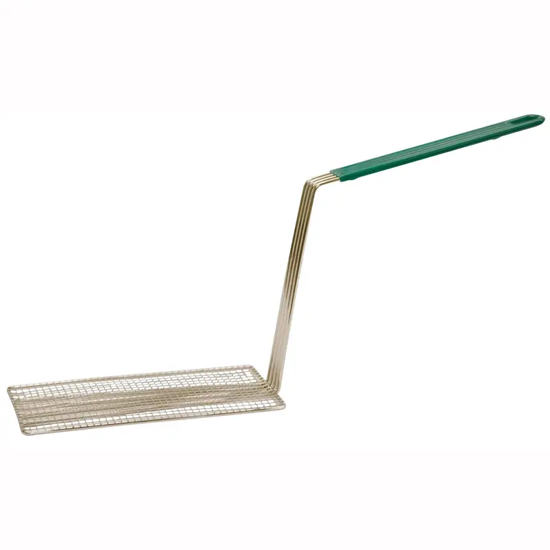 Nickel-Plated Steel Fry Basket Press – Rectangular Design With Comfort Grip Handle 1