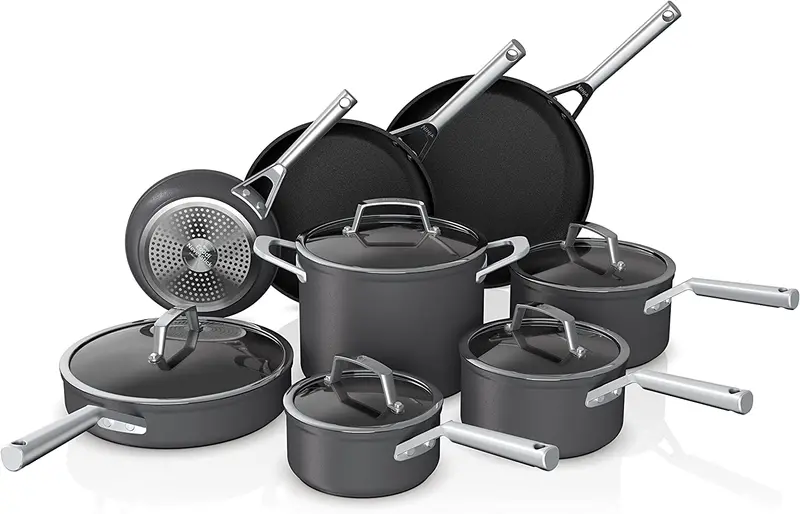 Ninja C39600 Neverstick Premium 13-Piece Hard-Anodized Cookware Set – Gray, Oven-Safe To 500°F 1