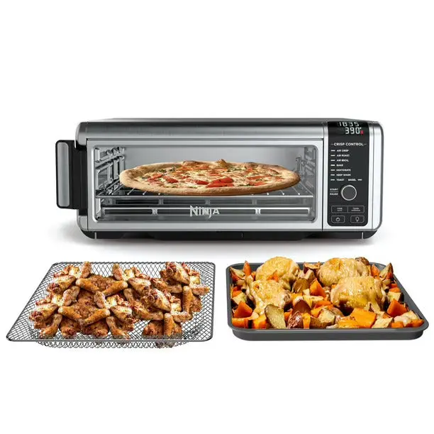 Ninja Sp100 6-In-1 Air Fry Oven – Flip-Up Design, Includes Basket, Rack & Crumb Tray, Silver 1
