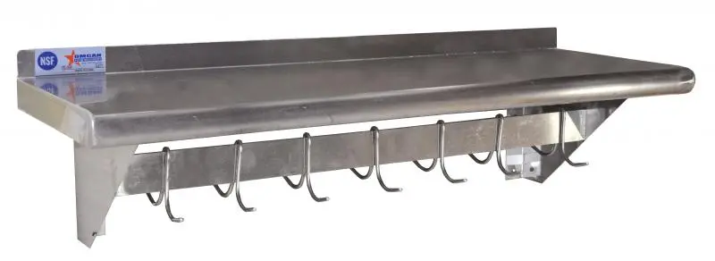 Omcan 12" X 48" Stainless Steel Pot Rack With Built-In Shelf 1
